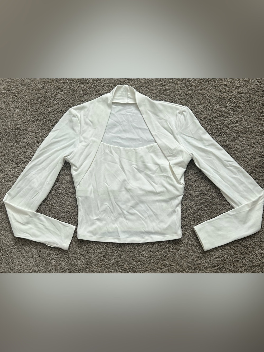 Halara Women’s White Knit Stretch Square Neck Long Sleeve Pullover Top M